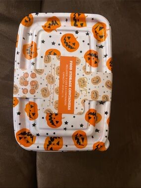 Halloween Jack-O'-Lantern Food Storage Containers - Orange & White